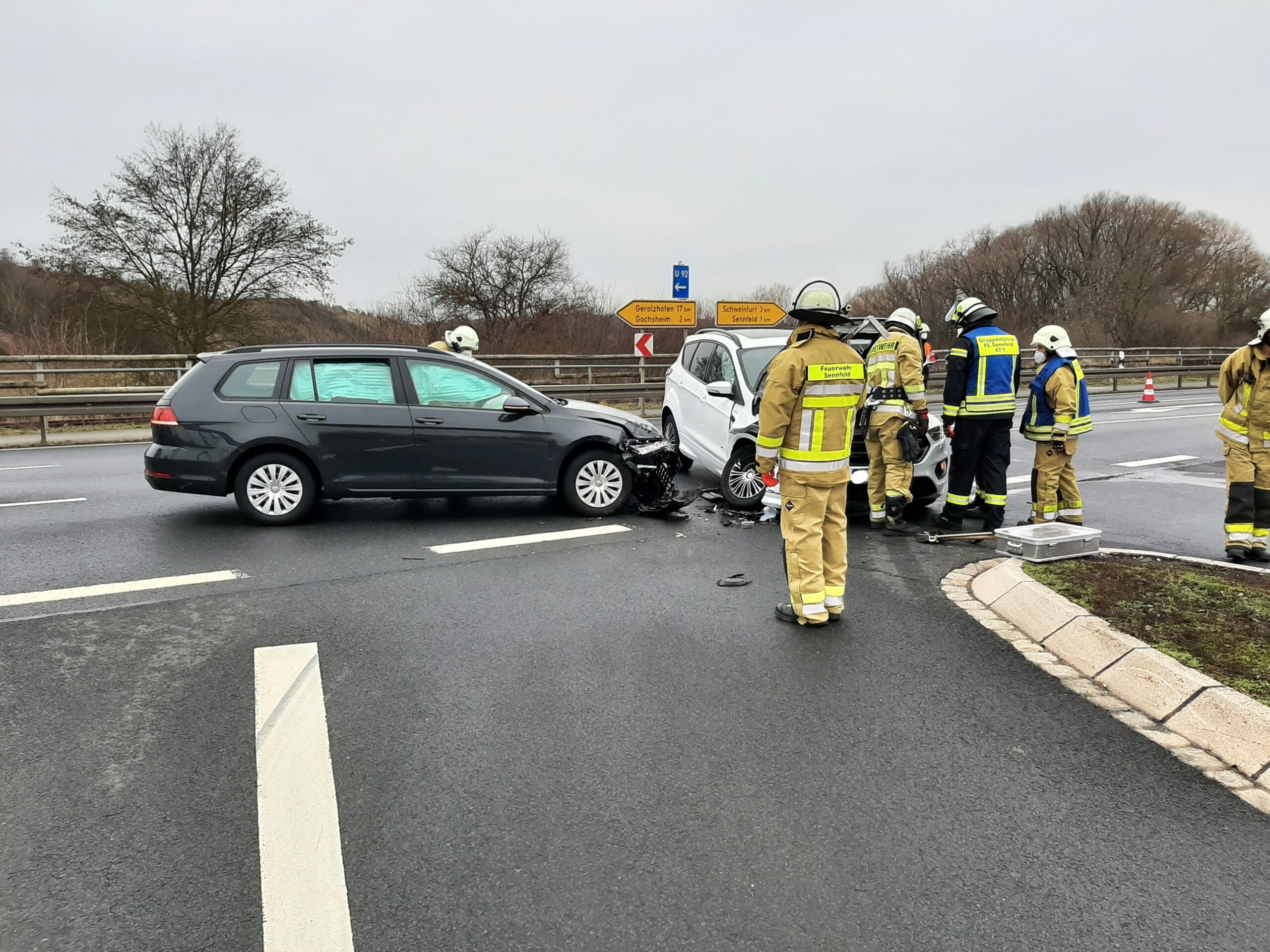 Verkehrsunfall an der Auffahrt A70 Richtung Schweinfurt